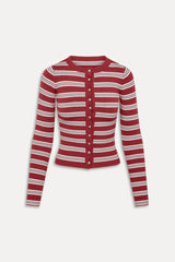 Lenon Button Up Knit Sweater Collegiate Stripe