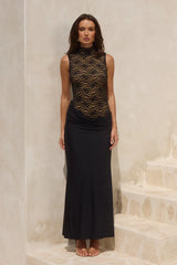 CASANA HIGH NECK MAXI DRESS BLACK