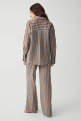 Griffin Striped Button Up Shirt Ocean Stone