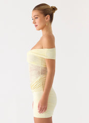 Either Way Off Shoulder Mini Dress Yellow