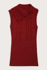 Axel Cable Cloud Knit Sleeveless Sweater Red Velvet