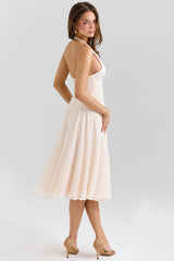 vintage cream georgette halter sundress