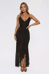 Whispered Dreams Mesh Maxi Dress Black