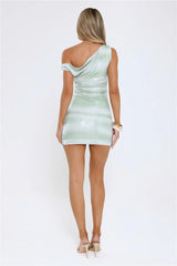 Flashy Queen Off Shoulder Sequin Mini Dress Green