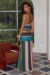 ESTELLA HALTER HIGH SLIT MAXI DRESS ESTELLA MULTI