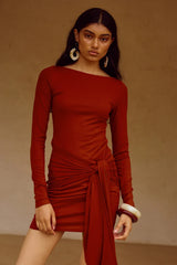 JUDAH SLEEVED MINI DRESS RED