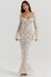 vintage cream lace maxi dress