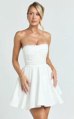 Bianca Mini Dress Strapless Fit And Flare Dress in Ivory