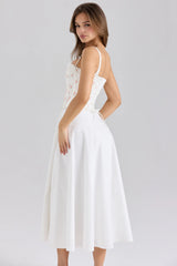 rose print cotton detachable corset midi sundress
