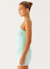 Keanu Cupro Mini Dress Aqua