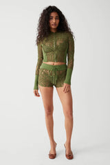 Lyla Crochet Zip Up Hoodie Sea Moss