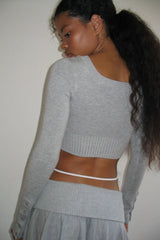 Claude Lightweight Knit Mini Crop Top Heather Grey