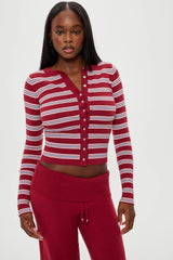 Lenon Button Up Knit Sweater Collegiate Stripe