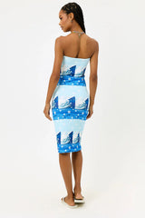 Hope Terry Strapless Dress Blue Tides