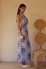 ELKA HALTER MIDI DRESS HAVANNA NAVY