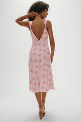 Gem Floral Midi Dress Fresh Rose