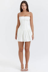 white pleated mini dress