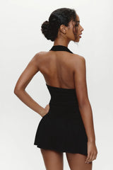 Bowery Cowl Neck Mini Dress Black