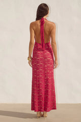 KYLO PLUNGE COWL MAXI DRESS BERRY