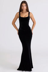 black velvet hourglass maxi dress limited edition