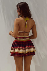 XYLIA HALTER LOW PLUNGE MINI DRESS ANABELL RED
