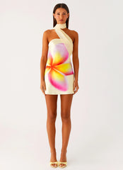 Isa Scarf Satin Mini Dress Frangipani Yellow