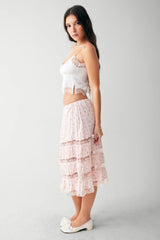 Solstice Floral Midi Skirt Baby Bouquet Pink