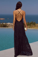 ELLERBY FRILL TRIM MAXI DRESS BLACK