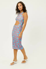 Twelve Terry High Neck Dress Blue Magic