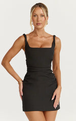 Eugenia Mini Dress Square Neck Bodycon Dress in Black