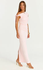 Belle Maxi Dress Tie Shoulder Detail Dress in Pink