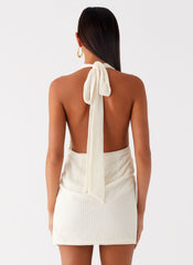 Eleanora Plunge Mini Dress Ivory