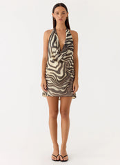 Varindra Cowl Mini Dress Zebra