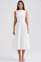 white twill midi sundress
