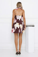 Truth Or Lie Halter Mini Dress Brown