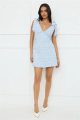 Painted Daisy Mini Dress Blue
