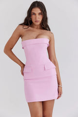 cotton candy strapless mini dress