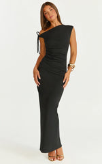 Belle Maxi Dress Tie Shoulder Detail Dress in Black