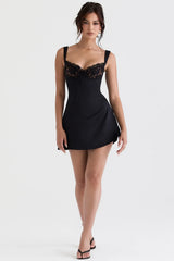 black satin and lace mini dress