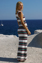 EMRYN HALTER KNIT MAXI DRESS MULTI STRIPE