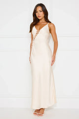 Hideaway Place Satin Maxi Dress Champagne