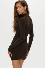 Date Night Knit Mini Dress Chocolate Brown