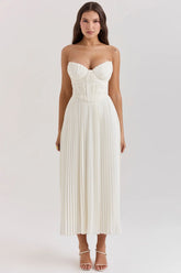 ivory pleated maxi dress