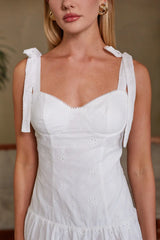 Annelise Eyelet Bow Straps Mini Dress