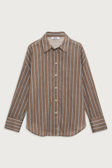 Griffin Striped Button Up Shirt Ocean Stone
