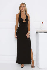 Wardrobe Elevated Halter Maxi Dress Black
