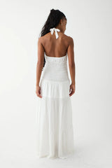 River Halter Maxi Dress White