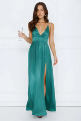 Ocean Sparkle Satin Maxi Dress Green