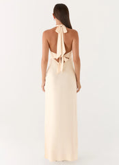 Heavy Hearted Satin Maxi Dress Pearl