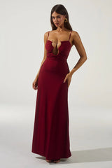 KALENA PLUNGE MAXI DRESS CHERRY